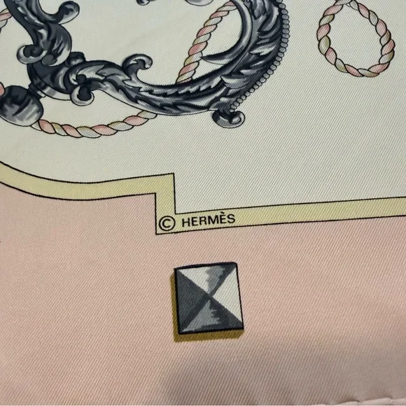 Authentic Hermes Pink and Gold Silk Scarf - Picture 3 of 11